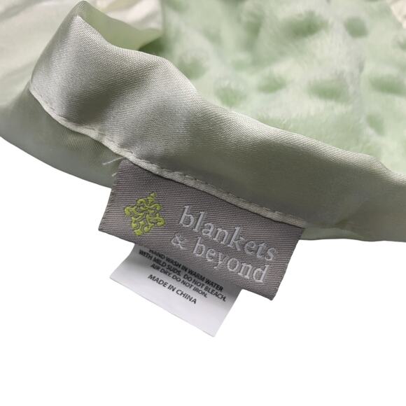 Blankets & Beyond Minky Dot Lovey Green White Bear Satin Trim Security 16" Baby - Picture 7 of 7